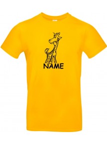 T-Shirt lustige Tiere mit Wunschnamen Einhorngiraffe, Einhorn, Giraffe  gelb, L