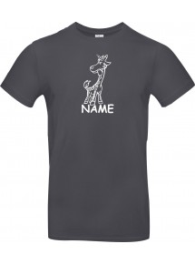 T-Shirt lustige Tiere mit Wunschnamen Einhorngiraffe, Einhorn, Giraffe  grau, L