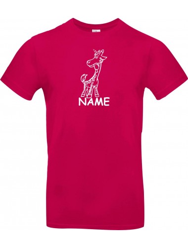 T-Shirt lustige Tiere mit Wunschnamen Einhorngiraffe, Einhorn, Giraffe  pink, L