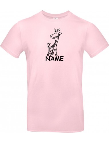T-Shirt lustige Tiere mit Wunschnamen Einhorngiraffe, Einhorn, Giraffe  rosa, L