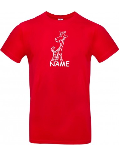 T-Shirt lustige Tiere mit Wunschnamen Einhorngiraffe, Einhorn, Giraffe  rot, L