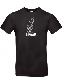 T-Shirt lustige Tiere mit Wunschnamen Einhorngiraffe, Einhorn, Giraffe  schwarz, L