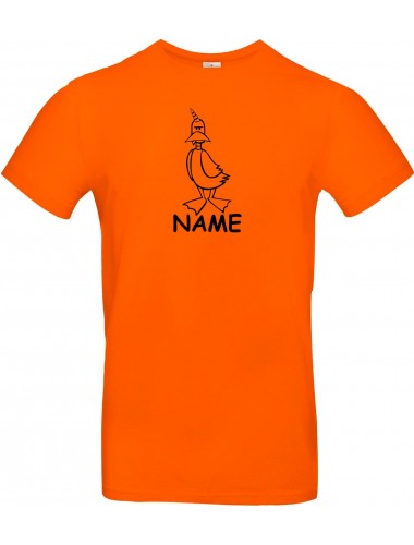 T-Shirt lustige Tiere mit Wunschnamen Einhornente, Einhorn, Ente orange, L