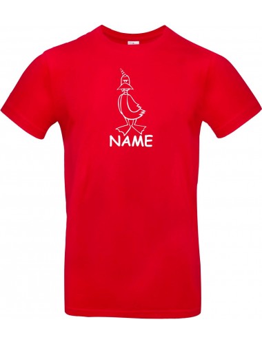 T-Shirt lustige Tiere mit Wunschnamen Einhornente, Einhorn, Ente rot, L
