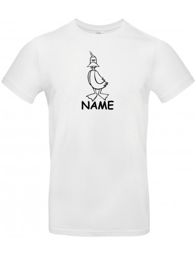 T-Shirt lustige Tiere mit Wunschnamen Einhornente, Einhorn, Ente weiss, L