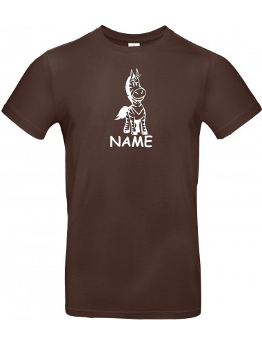 T-Shirt lustige Tiere mit Wunschnamen Einhornzebra, Einhorn, Zebra braun, L