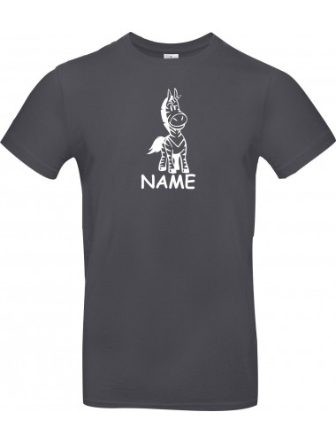 T-Shirt lustige Tiere mit Wunschnamen Einhornzebra, Einhorn, Zebra grau, L
