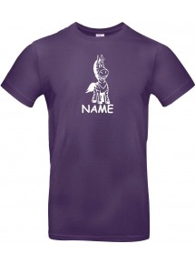 T-Shirt lustige Tiere mit Wunschnamen Einhornzebra, Einhorn, Zebra lila, L