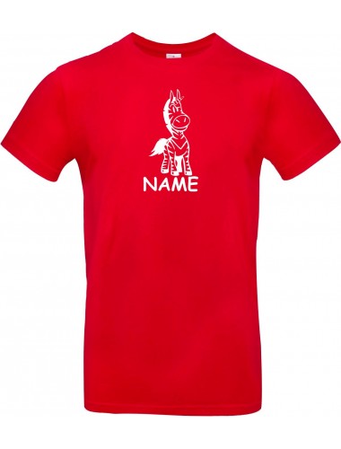 T-Shirt lustige Tiere mit Wunschnamen Einhornzebra, Einhorn, Zebra rot, L