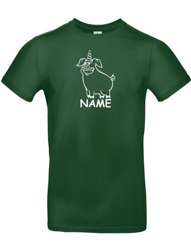 T-Shirt lustige Tiere mit Wunschnamen Einhornschwein, Einhorn, Schwein, Ferkel  grün, L