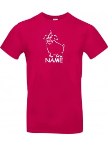 T-Shirt lustige Tiere mit Wunschnamen Einhornschwein, Einhorn, Schwein, Ferkel  pink, L