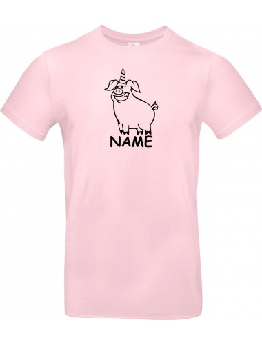 T-Shirt lustige Tiere mit Wunschnamen Einhornschwein, Einhorn, Schwein, Ferkel  rosa, L