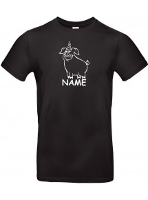 T-Shirt lustige Tiere mit Wunschnamen Einhornschwein, Einhorn, Schwein, Ferkel  schwarz, L