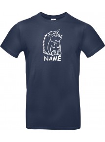 T-Shirt lustige Tiere mit Wunschnamen Einhornigel, Einhorn, Igel  navy, L