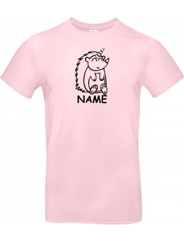 T-Shirt lustige Tiere mit Wunschnamen Einhornigel, Einhorn, Igel  rosa, L