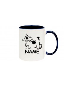 Kaffeepott lustige Tiere mit Wunschnamen Einhornkuh, Einhorn, Kuh , blau