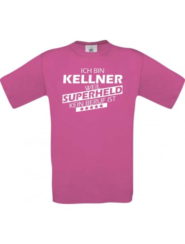 Männer-Shirt Ich bin Kellner, weil Superheld kein Beruf ist, pink, Größe L