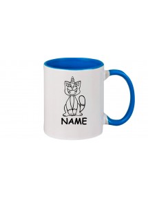 Kaffeepott lustige Tiere mit Wunschnamen Einhornkatze, Einhorn, Katze, royal