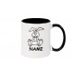 Kaffeepott lustige Tiere mit Wunschnamen Einhornhase, Einhorn, Hase, schwarz