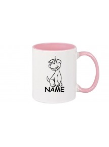 Kaffeepott lustige Tiere mit Wunschnamen Einhornhund, Einhorn, Hund, rosa
