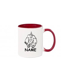Kaffeepott lustige Tiere mit Wunschnamen Einhornelefant, Einhorn, Elefant burgundy