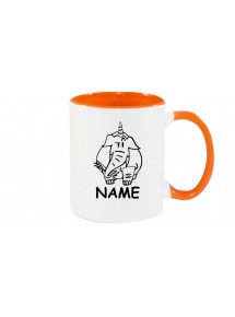 Kaffeepott lustige Tiere mit Wunschnamen Einhornelefant, Einhorn, Elefant orange