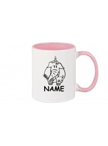 Kaffeepott lustige Tiere mit Wunschnamen Einhornelefant, Einhorn, Elefant rosa