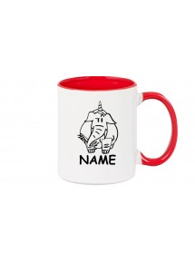 Kaffeepott lustige Tiere mit Wunschnamen Einhornelefant, Einhorn, Elefant rot