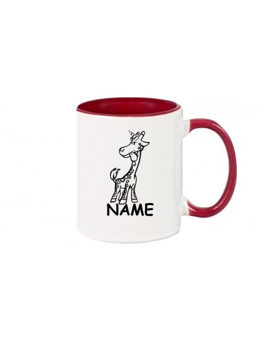 Kaffeepott lustige Tiere mit Wunschnamen Einhorngiraffe, Einhorn, Giraffe