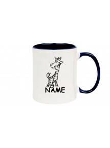 Kaffeepott lustige Tiere mit Wunschnamen Einhorngiraffe, Einhorn, Giraffe, blau