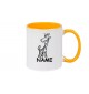 Kaffeepott lustige Tiere mit Wunschnamen Einhorngiraffe, Einhorn, Giraffe, gelb