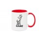 Kaffeepott lustige Tiere mit Wunschnamen Einhorngiraffe, Einhorn, Giraffe, rot