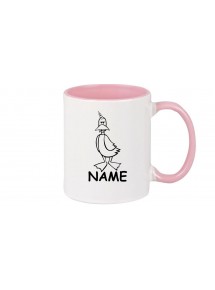 Kaffeepott lustige Tiere mit Wunschnamen Einhornente, Einhorn, Ente, rosa