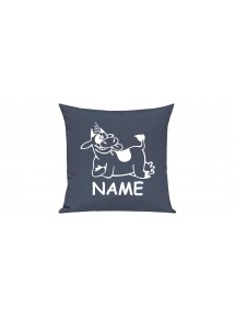 Sofa Kissen lustige Tiere mit Wunschnamen Einhornkuh, Einhorn, Kuh , blau