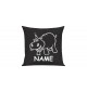 Sofa Kissen lustige Tiere mit Wunschnamen Einhornnilpferd, Einhorn, Nilpferd, schwarz