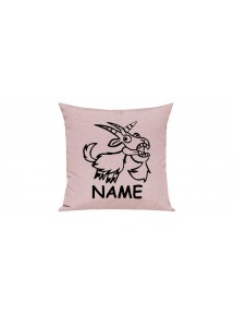 Sofa Kissen lustige Tiere mit Wunschnamen Einhornziege, Einhorn, Ziege, rosa