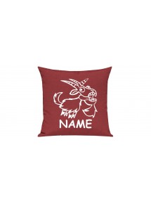 Sofa Kissen lustige Tiere mit Wunschnamen Einhornziege, Einhorn, Ziege, rot
