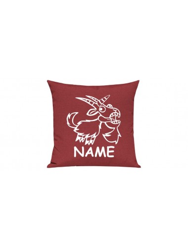 Sofa Kissen lustige Tiere mit Wunschnamen Einhornziege, Einhorn, Ziege, rot