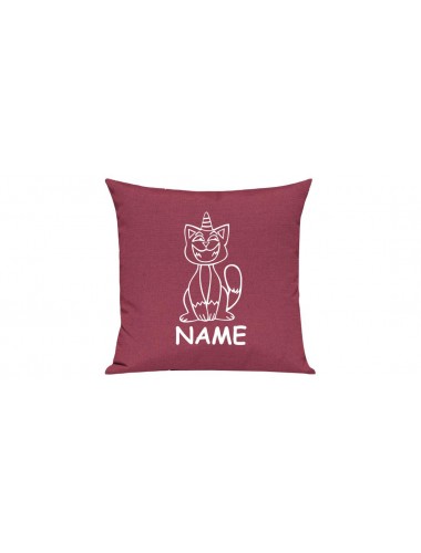 Sofa Kissen lustige Tiere mit Wunschnamen Einhornkatze, Einhorn, Katze, pink