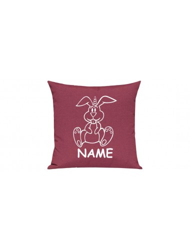 Sofa Kissen lustige Tiere mit Wunschnamen Einhornhase, Einhorn, Hase, pink