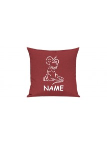 Sofa Kissen lustige Tiere mit Wunschnamen Einhorn Maus , Einhorn, Maus  rot