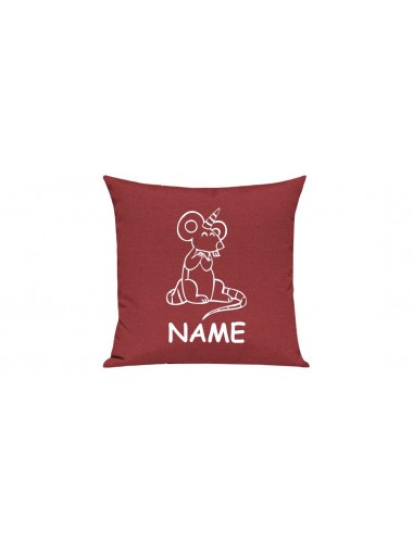 Sofa Kissen lustige Tiere mit Wunschnamen Einhorn Maus , Einhorn, Maus  rot