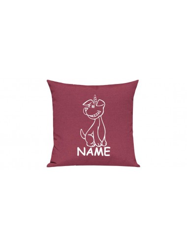 Sofa Kissen lustige Tiere mit Wunschnamen Einhornhund, Einhorn, Hund, pink