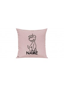 Sofa Kissen lustige Tiere mit Wunschnamen Einhornhund, Einhorn, Hund, rosa