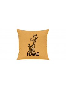 Sofa Kissen lustige Tiere mit Wunschnamen Einhorngiraffe, Einhorn, Giraffe, gelb