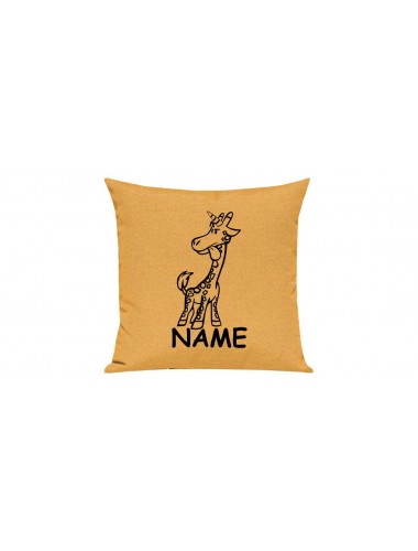 Sofa Kissen lustige Tiere mit Wunschnamen Einhorngiraffe, Einhorn, Giraffe, gelb