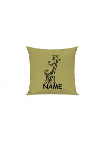 Sofa Kissen lustige Tiere mit Wunschnamen Einhorngiraffe, Einhorn, Giraffe, hellgruen