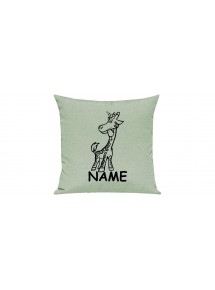 Sofa Kissen lustige Tiere mit Wunschnamen Einhorngiraffe, Einhorn, Giraffe, pastellgruen