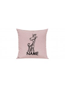 Sofa Kissen lustige Tiere mit Wunschnamen Einhorngiraffe, Einhorn, Giraffe, rosa