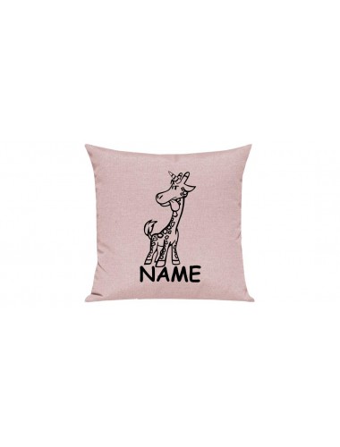 Sofa Kissen lustige Tiere mit Wunschnamen Einhorngiraffe, Einhorn, Giraffe, rosa